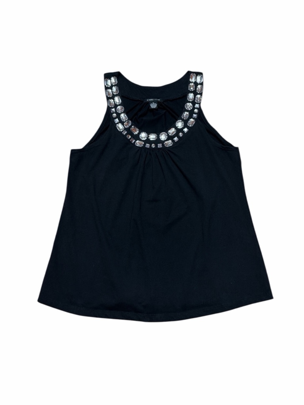 Sydney Tyler Tank Top Women’s XL Black Sleeveless Blouse Casual Bejeweled Shirt